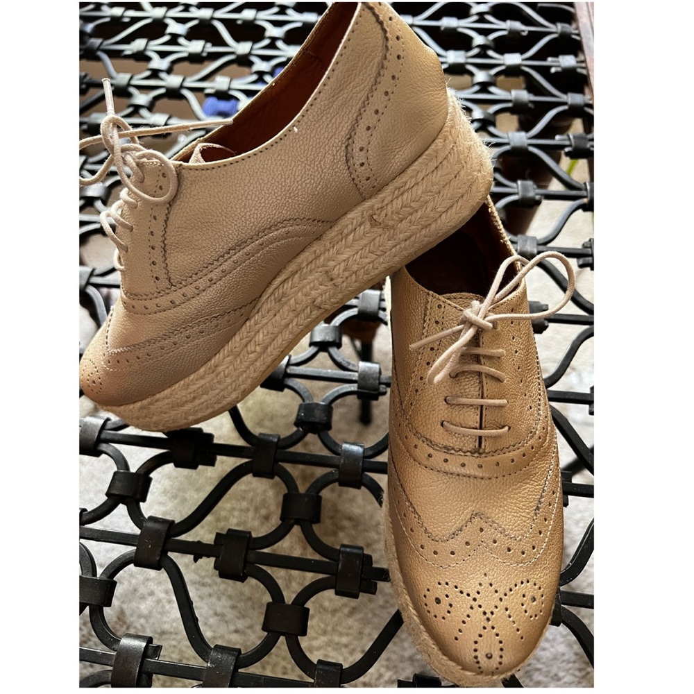 FuXia  Leather Espadrille Loafers in pale gold size 37 Mase in Colombia